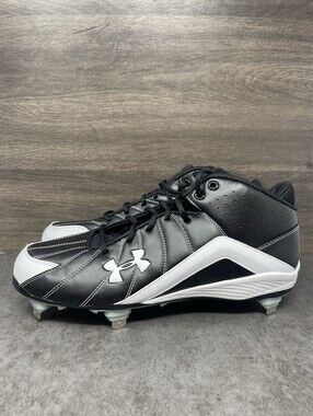 Under Armour Baseball Cleats Mens Size 11.5 Black White Metal Spike 1209990-011